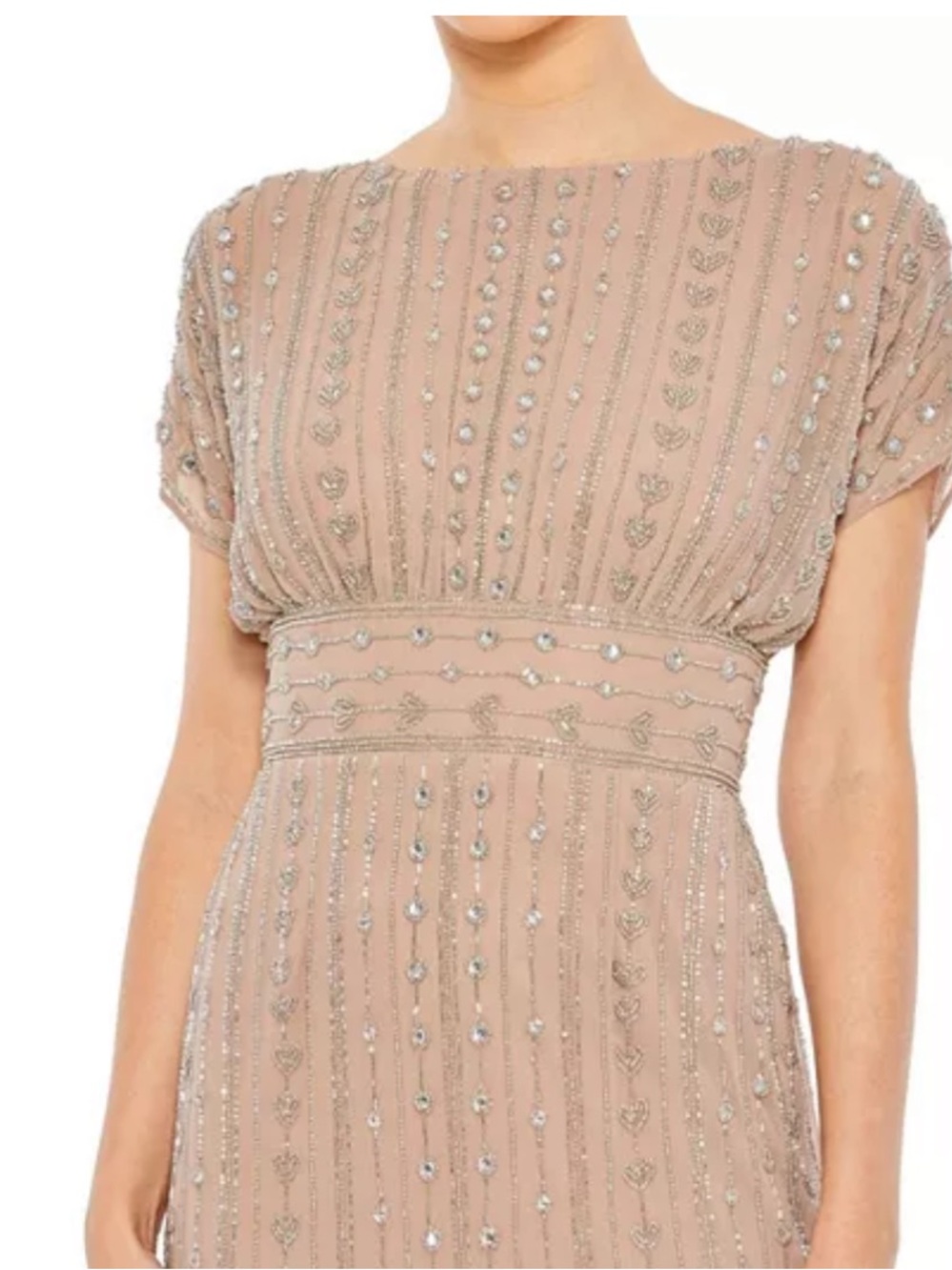 Mac Duggal Blush Beaded Midi Dress